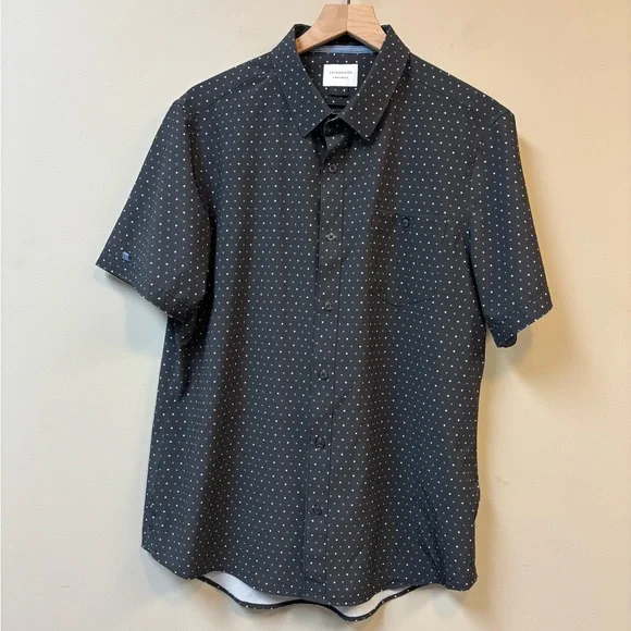 7Diamonds Rylee 4 Way Stretch Black‎ Gray Patterned Men's Button Up Shirt Large - Picture 6 of 8
